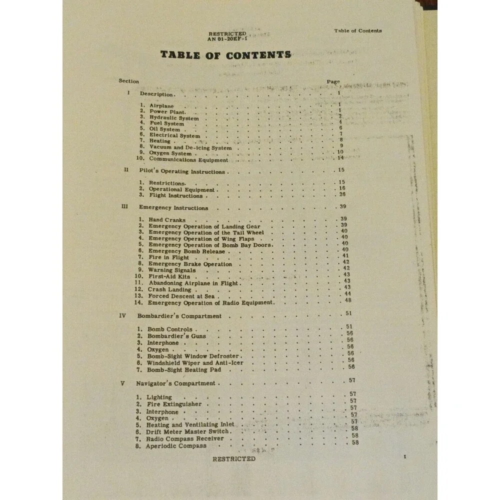 Pilot’s Flight Operating Instructions Manual For B-17 F Airplane 1943 (Reprint)